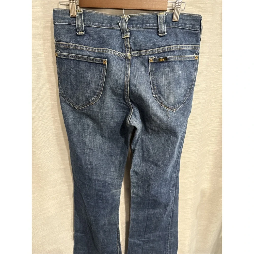 Vintage Lee Jeans Mens 32 Long Relaxed Fit Tapered Leg Blue Wash Denim USA Made